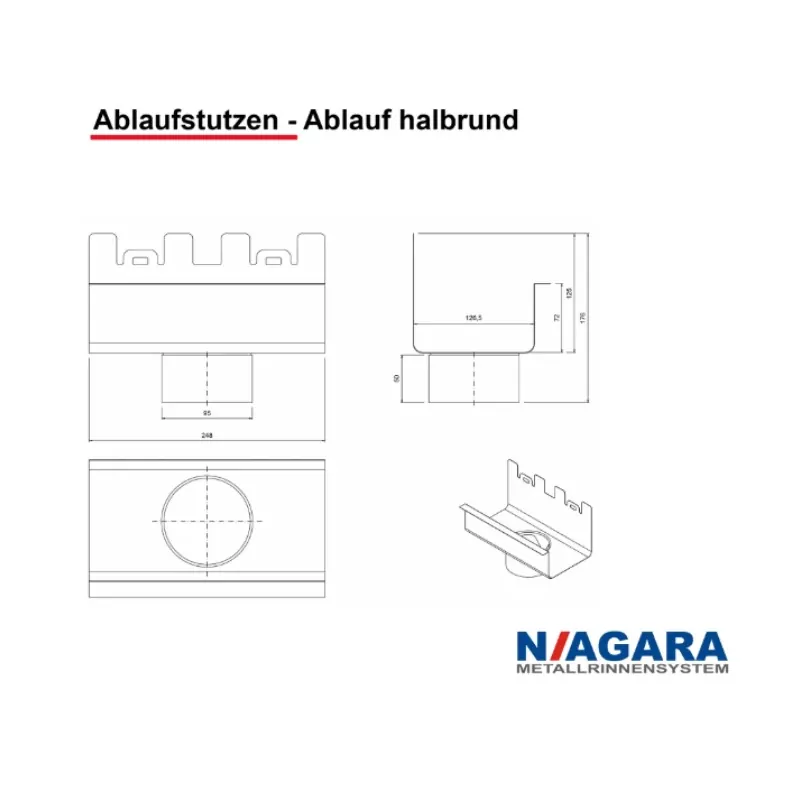 Ablaufstutzen – Ablauf halbrund info