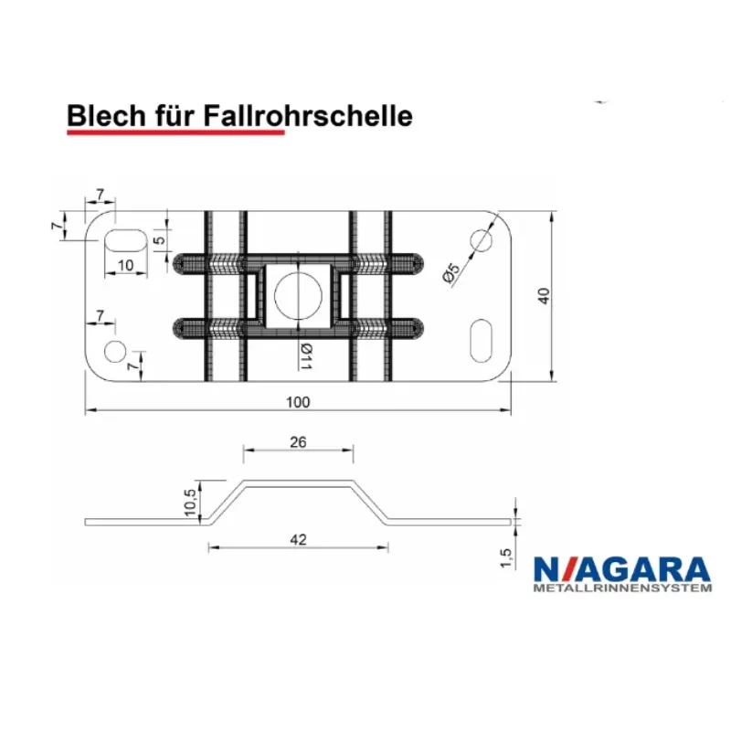 Blech für Fallrohrschelle 1