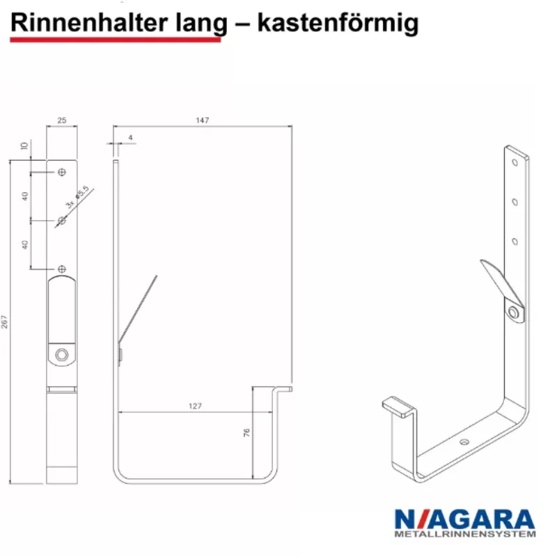 Rinnenhalter lang – kastenförmig 2