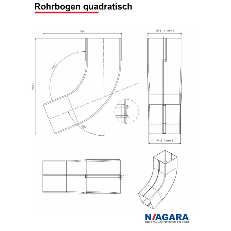 Rohrbogen quadratisch 2 Rohrbogen quadratisch 2