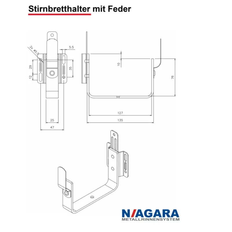 Stirnbretthalter mit Feder 2