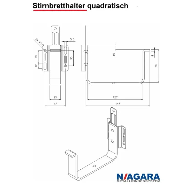 Stirnbretthalter quadratisch 2