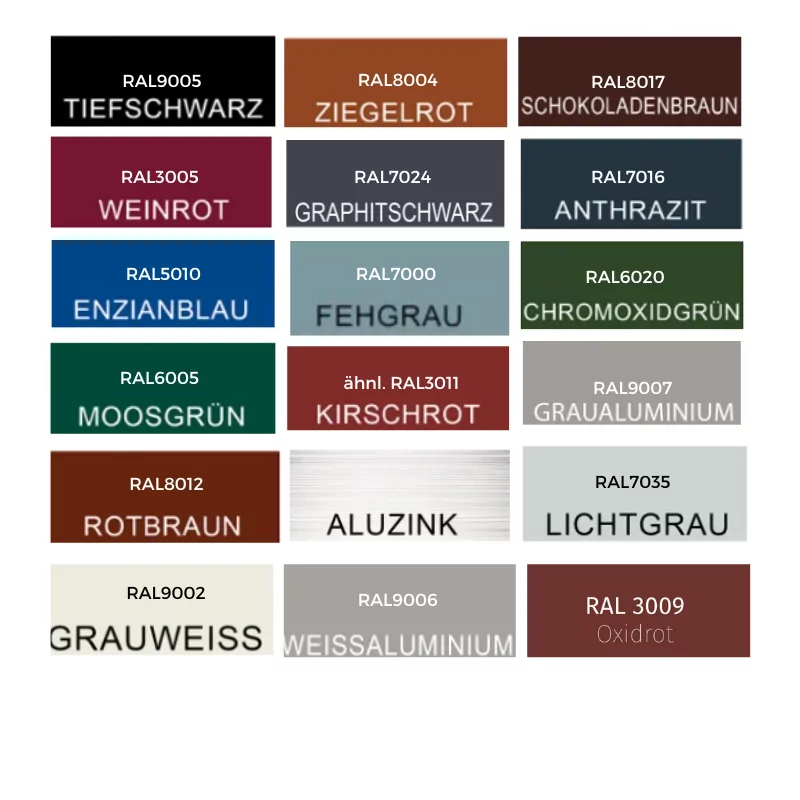 RAL Farben Ortgang Stehfalz RAL Farben Ortgang Stehfalz